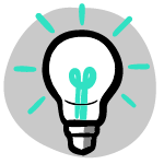 An illustration showing a light bulb, symbolising a tip.