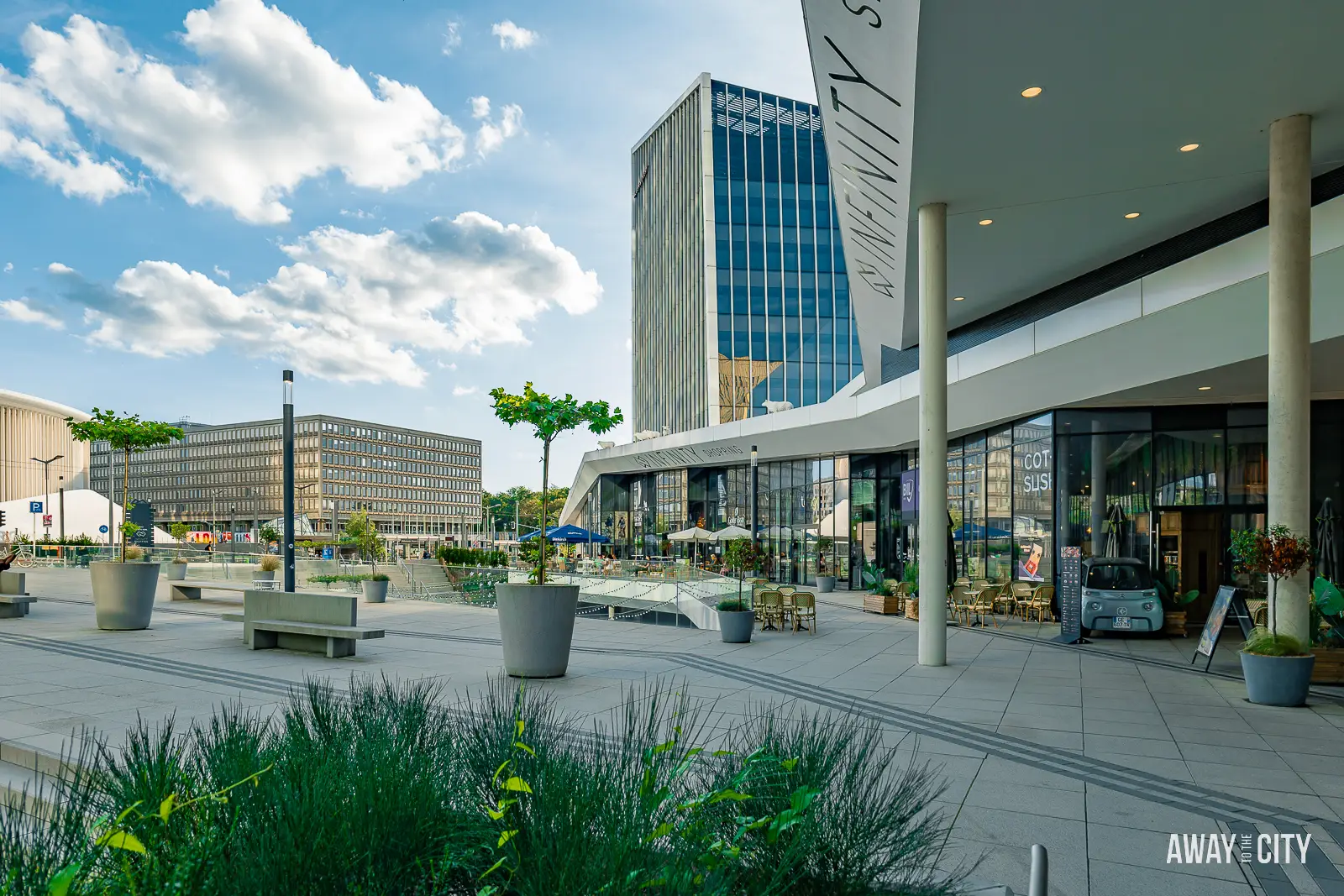 A picture of the Infinity Shopping Centre in the modern district of Kirchberg in Luxembourg City