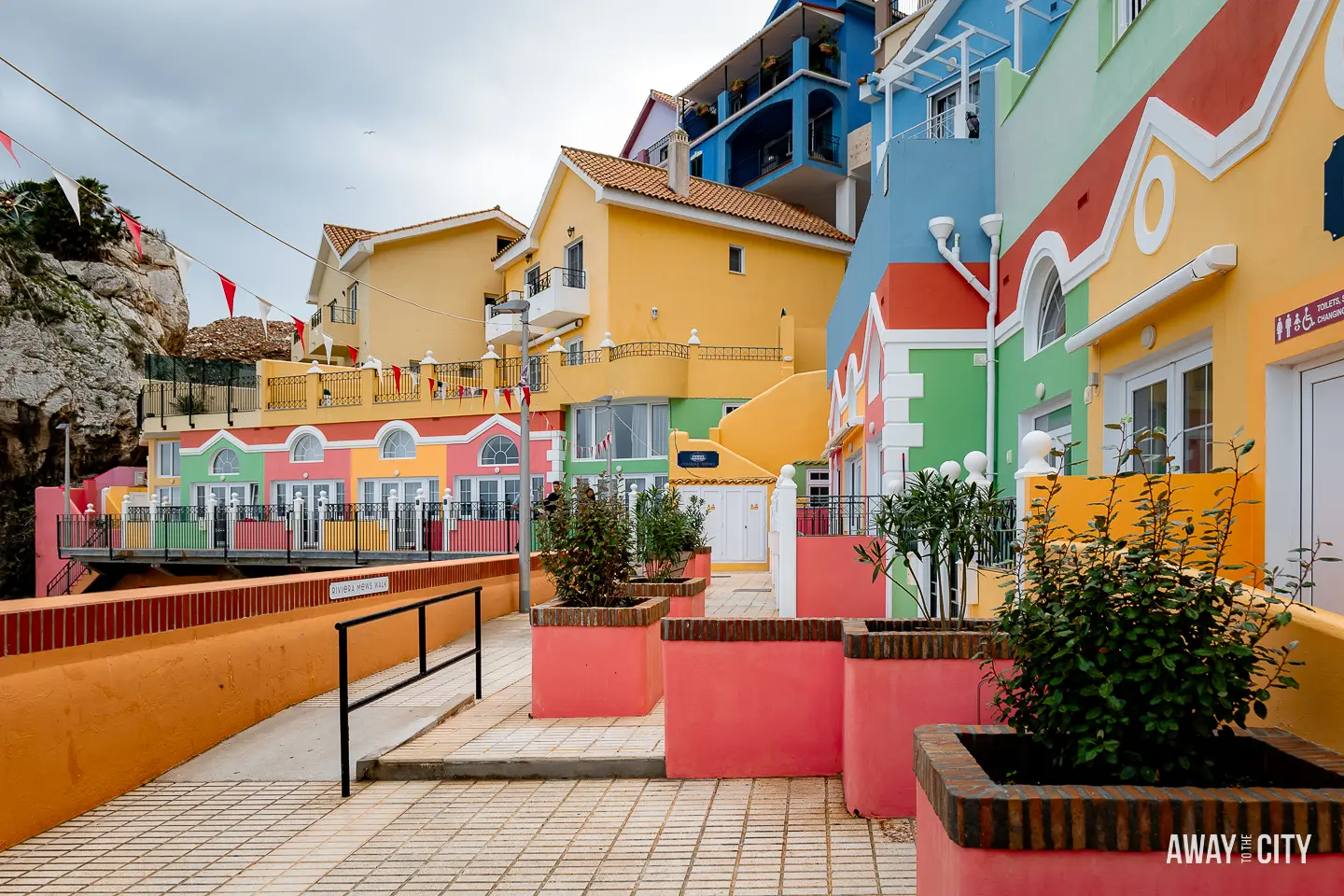 A picture of colourful buildings in the Catalan Bay Fishing Village of Gibraltar.