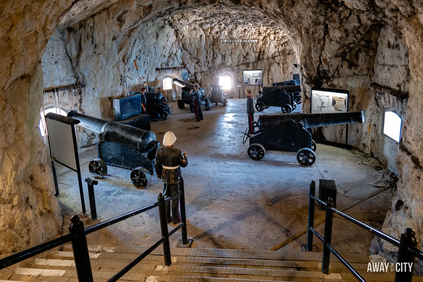 A picture of St. George's Hall within the Great Siege Tunnels in Gibraltar.