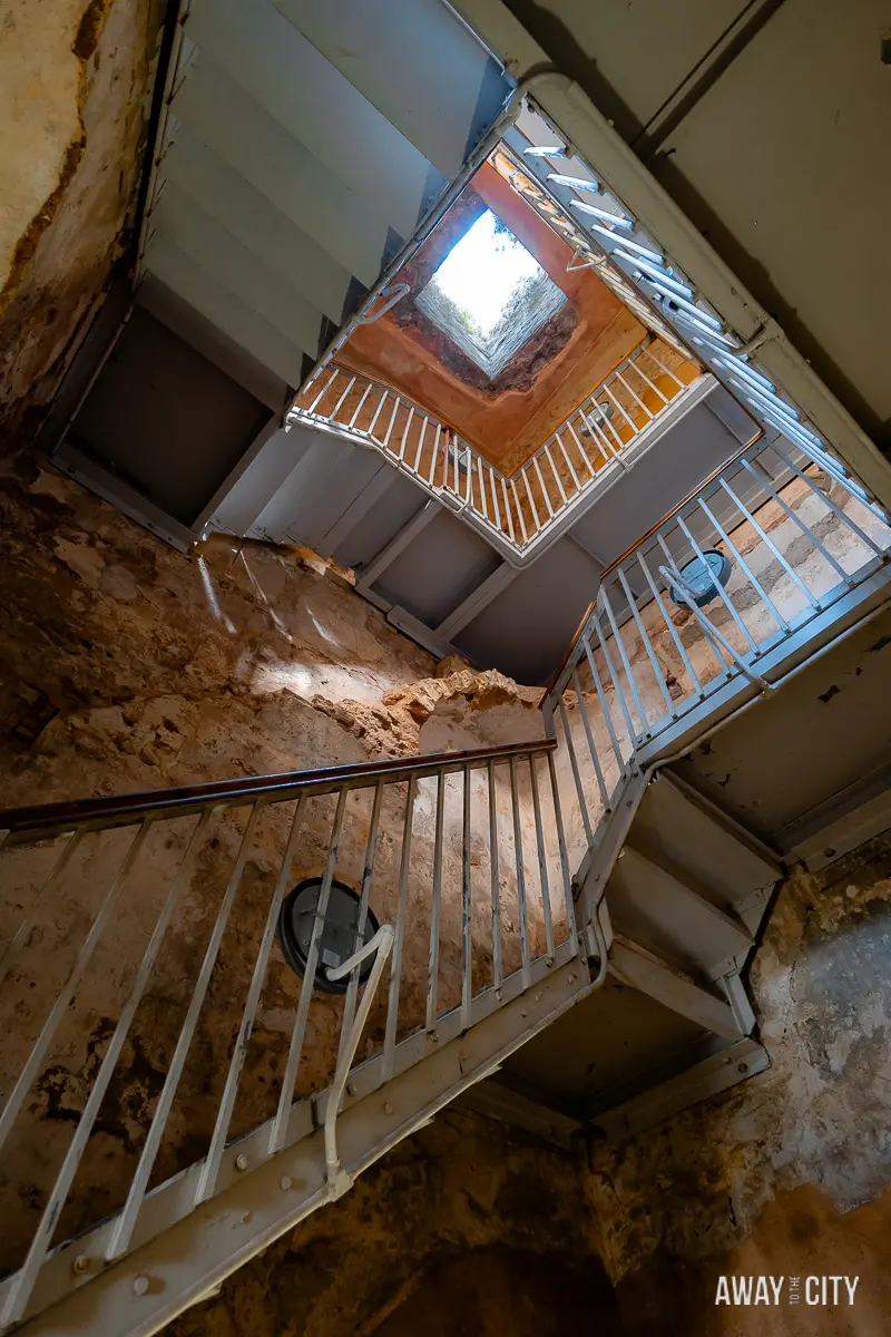 A picture of the staircase inside Moorish Castle in Gibraltar.