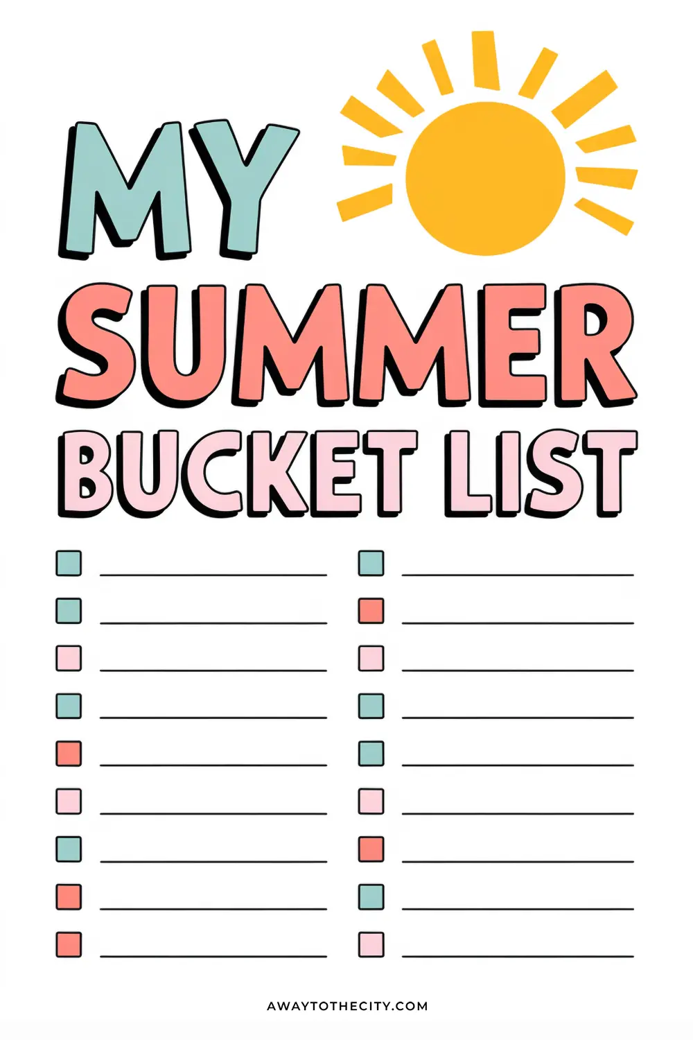 ATTC Summer Bucket List Printable 1