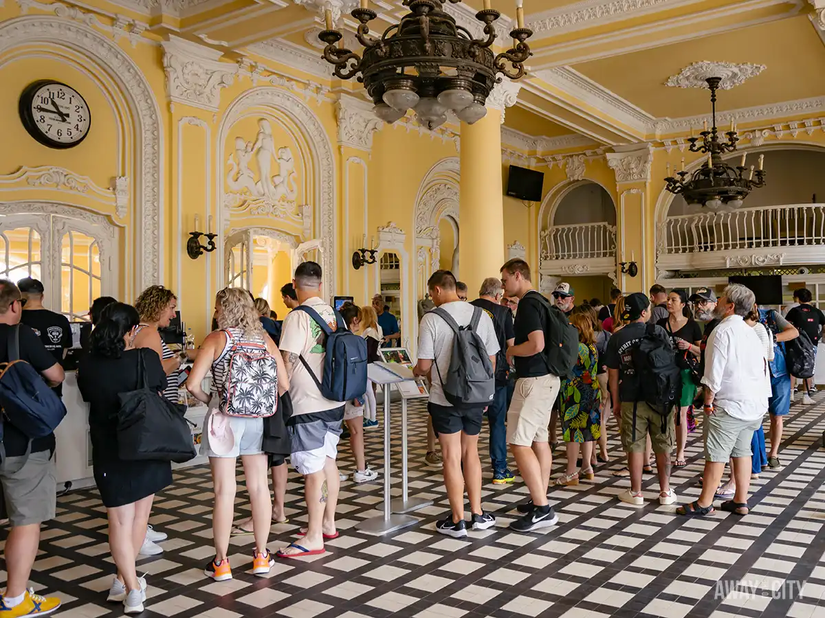 The entrance hall of the famous Szechenyi Thermal Bath in Budapest.