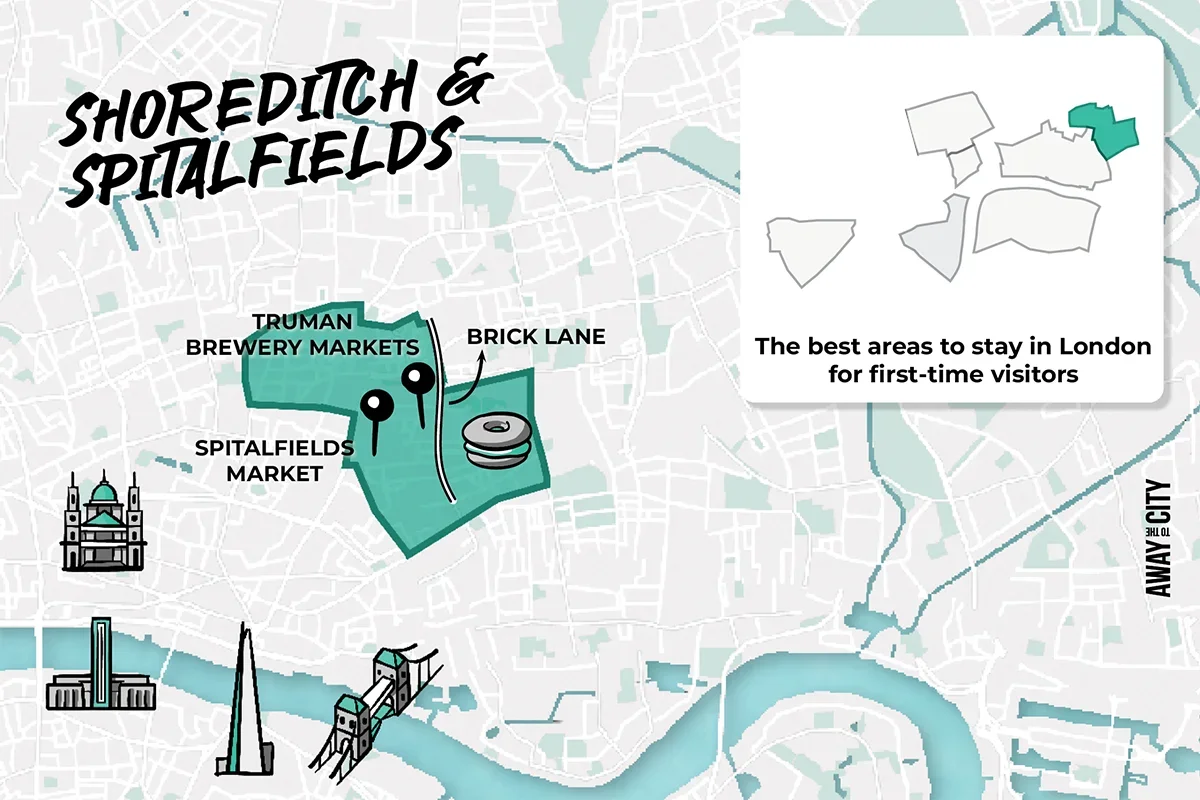UK London Where to Stay Area Illustrated Map Shoreditch Spitalfields NEW