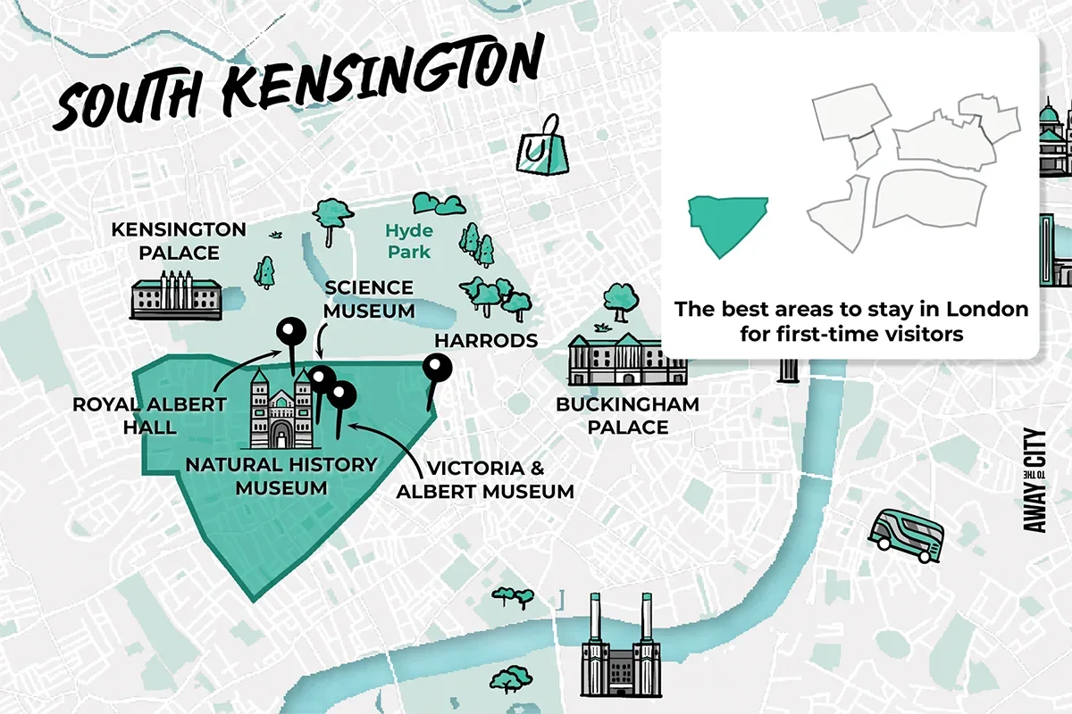 UK London Where to Stay Area Illustrated Map South Kensington NEW