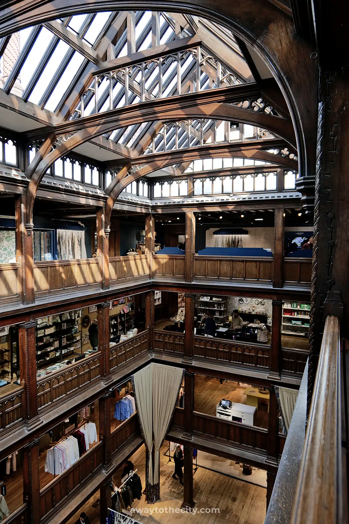 A view from the top level inside the Liberty store in London.