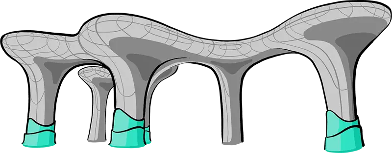 An illustration of the large wooden structure called Metropol Parasol in Seville, Spain.