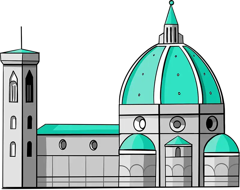An illustration of the Santa Maria Del Fiore in Florence, Italy.