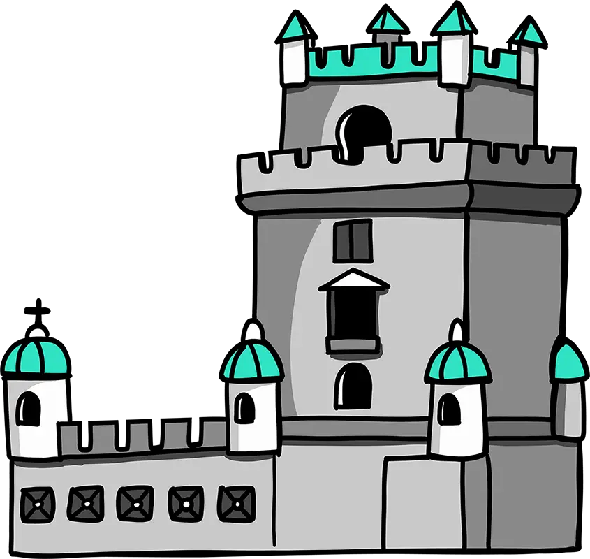 An illustration of Belém Tower in Lisbon, Portugal.