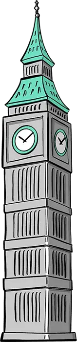 An illustration of Big Ben in London.
