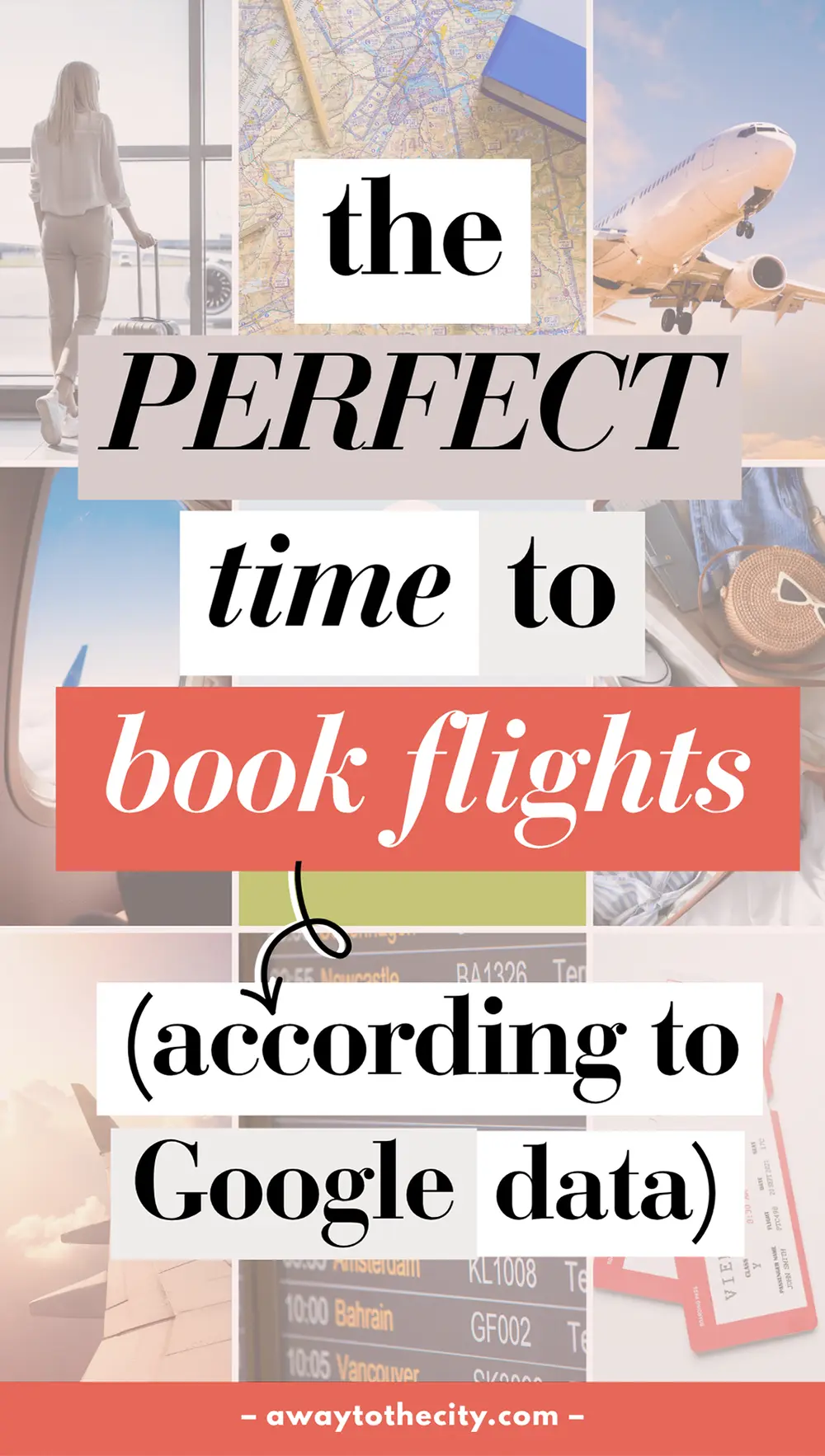 A Pinterest pin for the post "Best time to book flights according to Google".