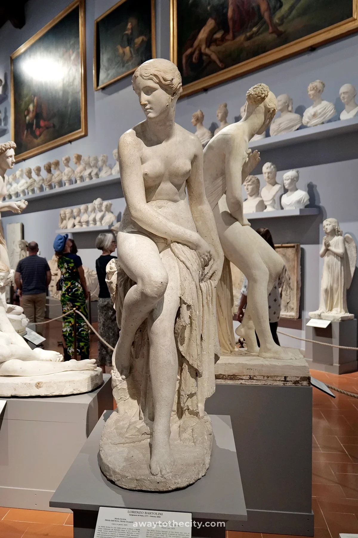 Numerous plaster casts of classical sculptures by Lorenzo Bartolini are displayed in the serene Gipsoteca at the Accademia Gallery.