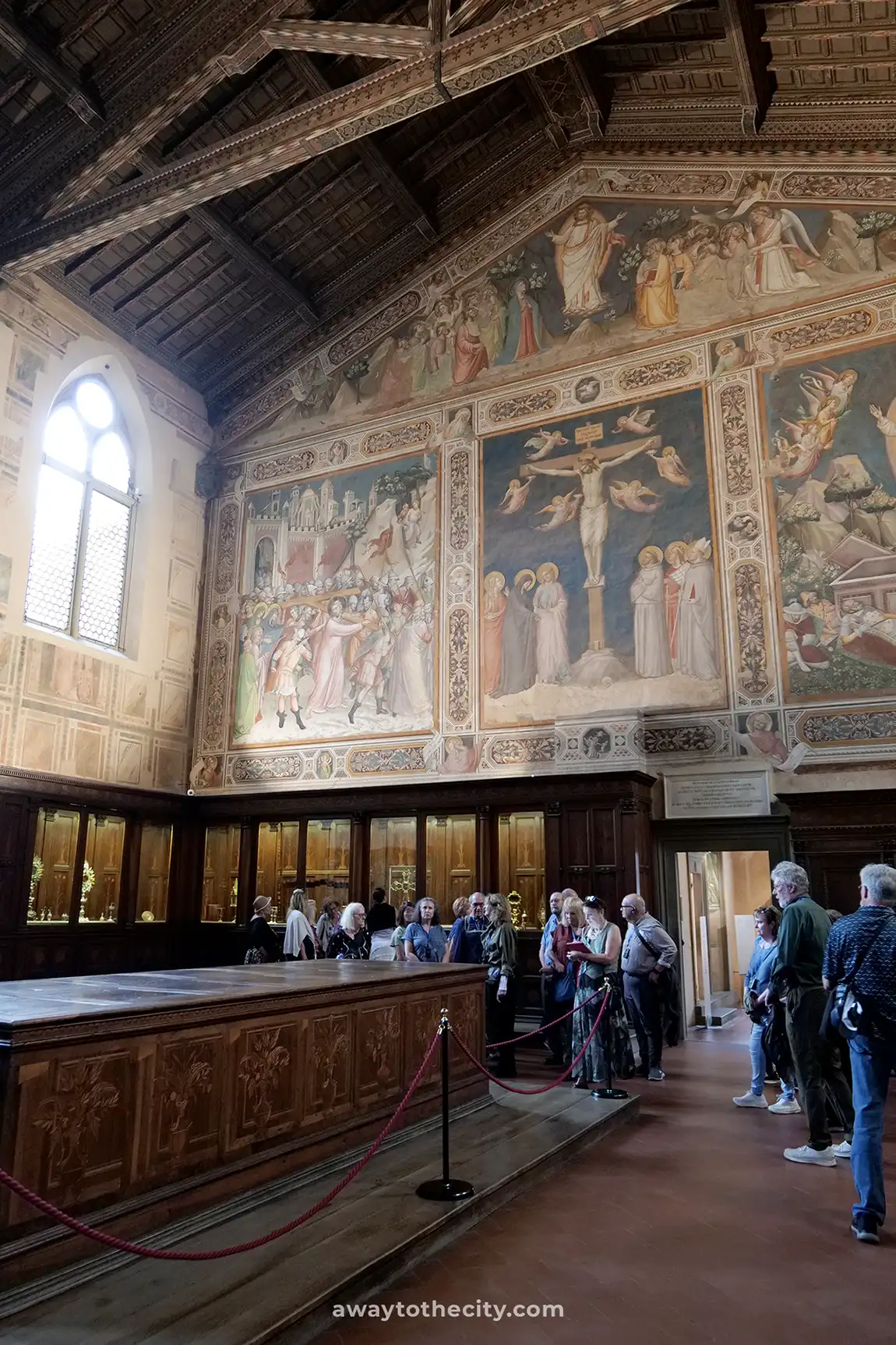 The Sacristy of the Basilica of Santa Croce, filled with impressive frescoes.