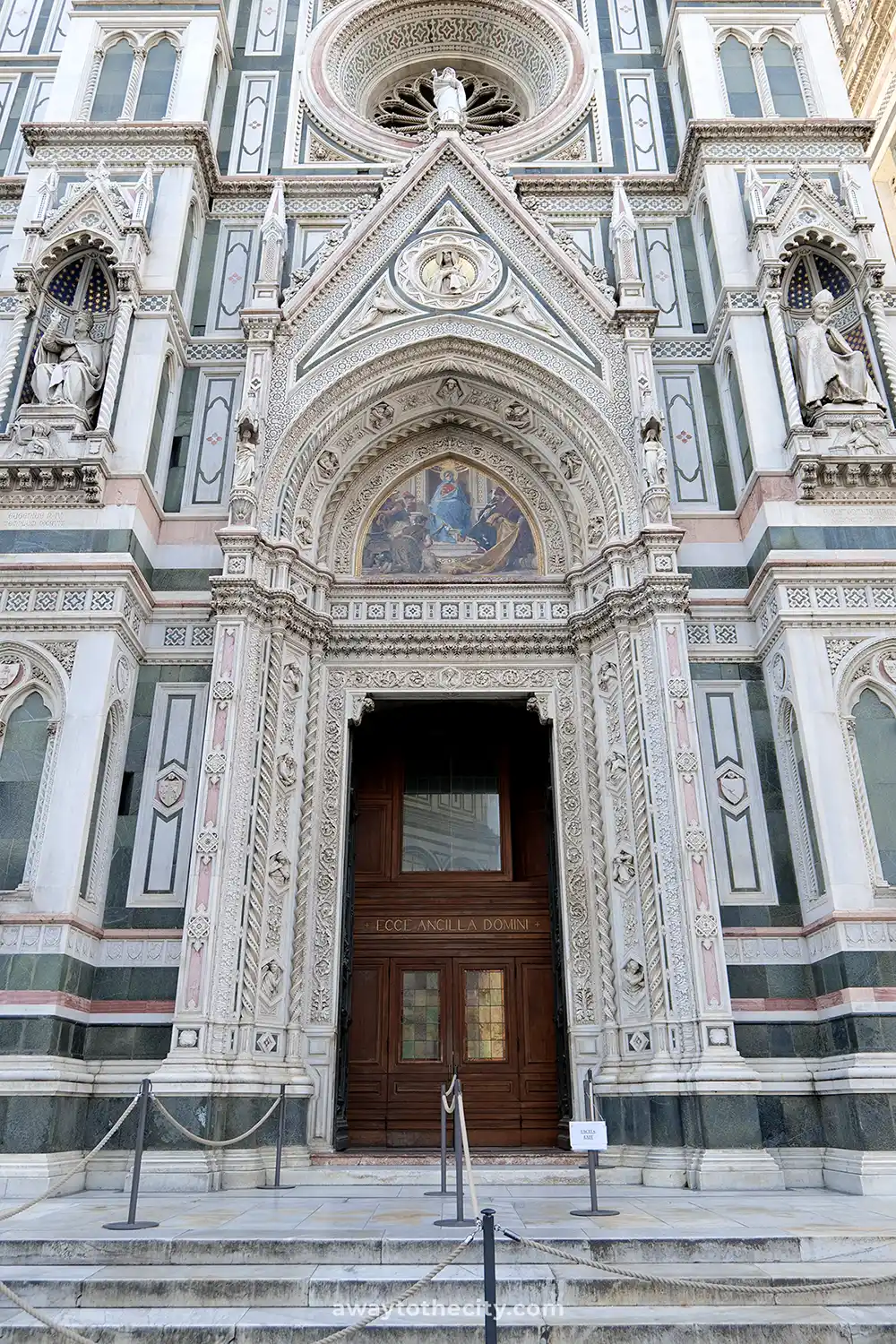 The entrance door of the Florence Cathedral in Italy.