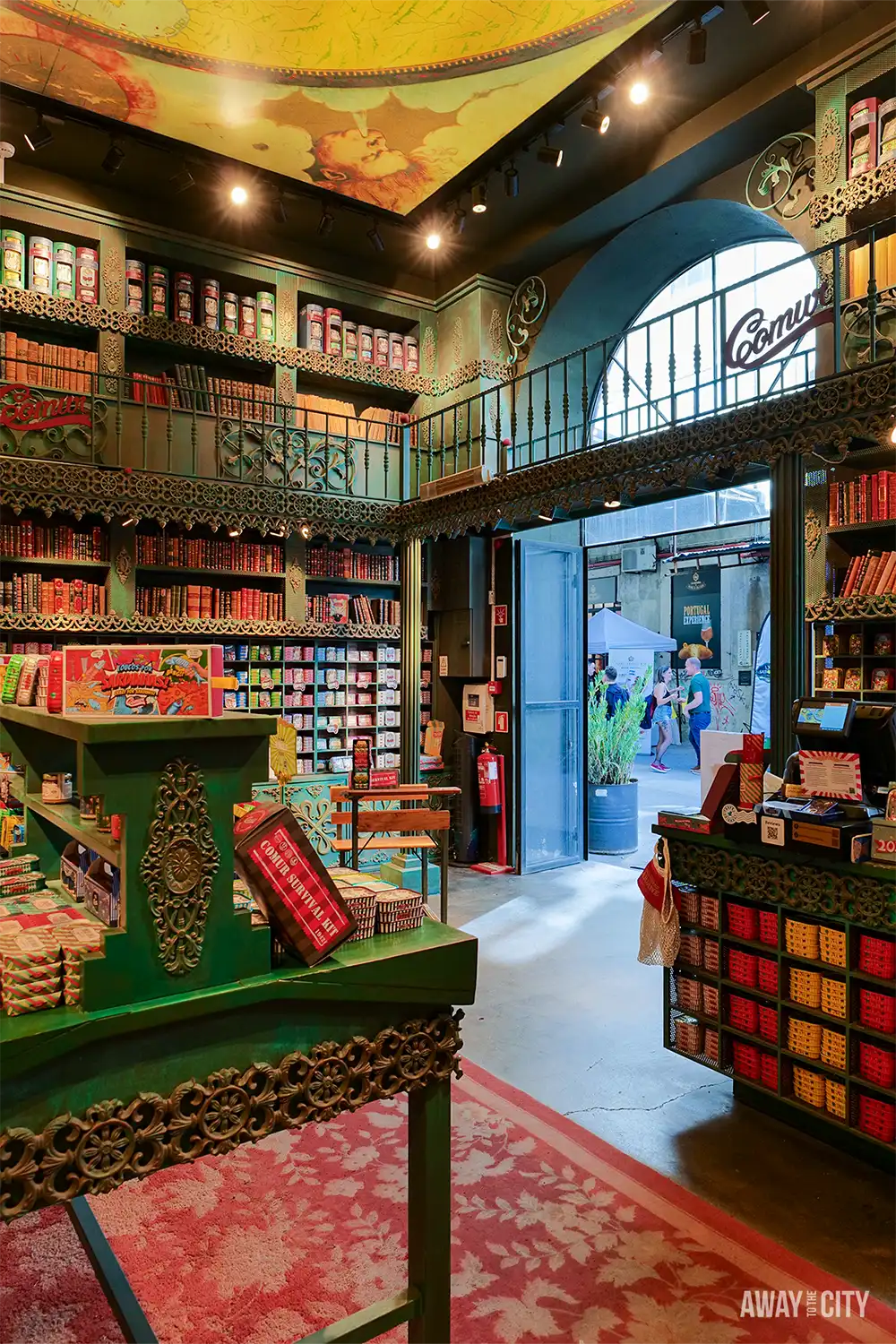 The Fantastic World of the Portuguese Sardine shop at LX Factory in Lisbon, with colourful displays and decorative interiors.