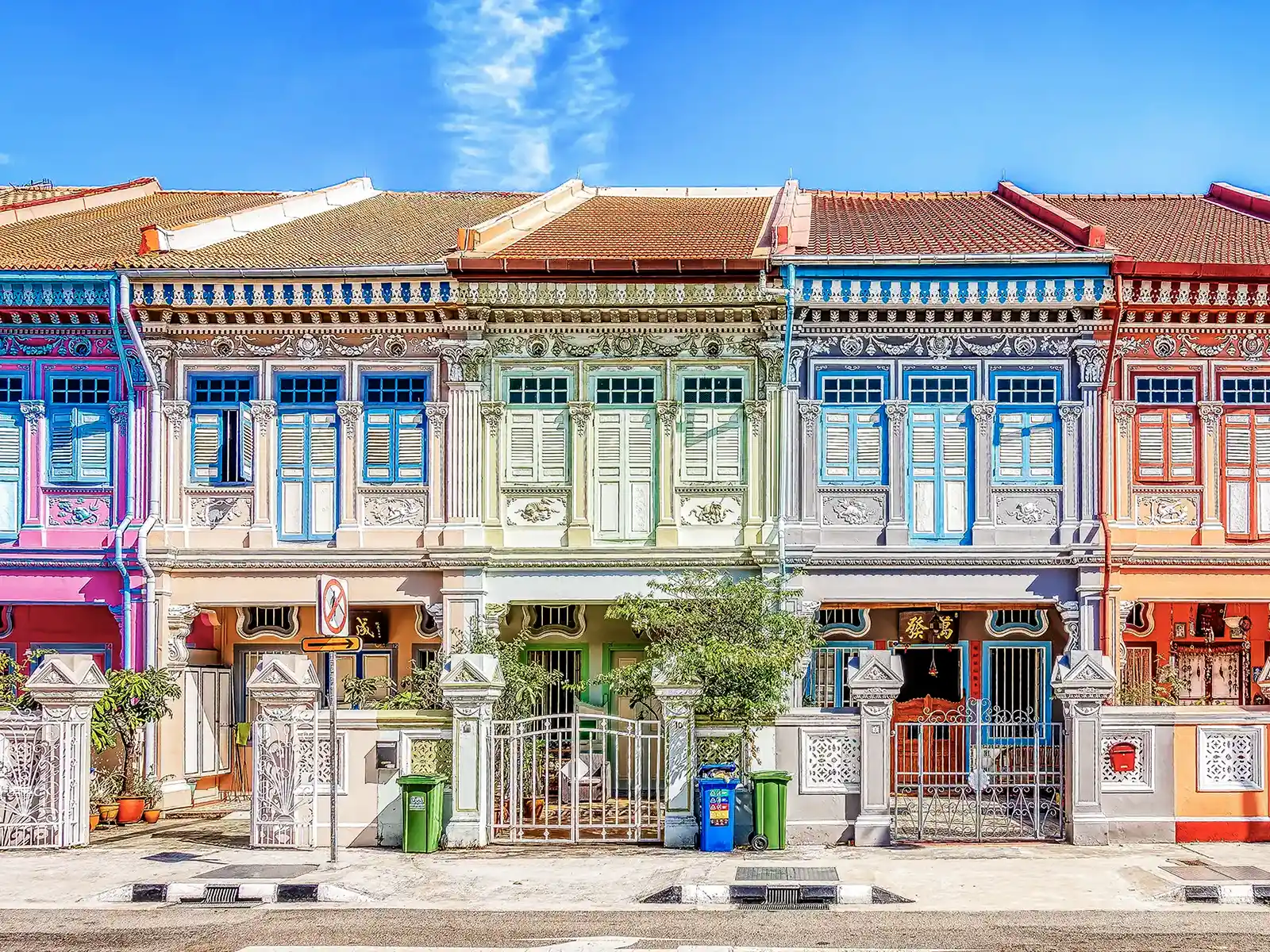 A picture of the Peranakan Shophouses in Singapore.
