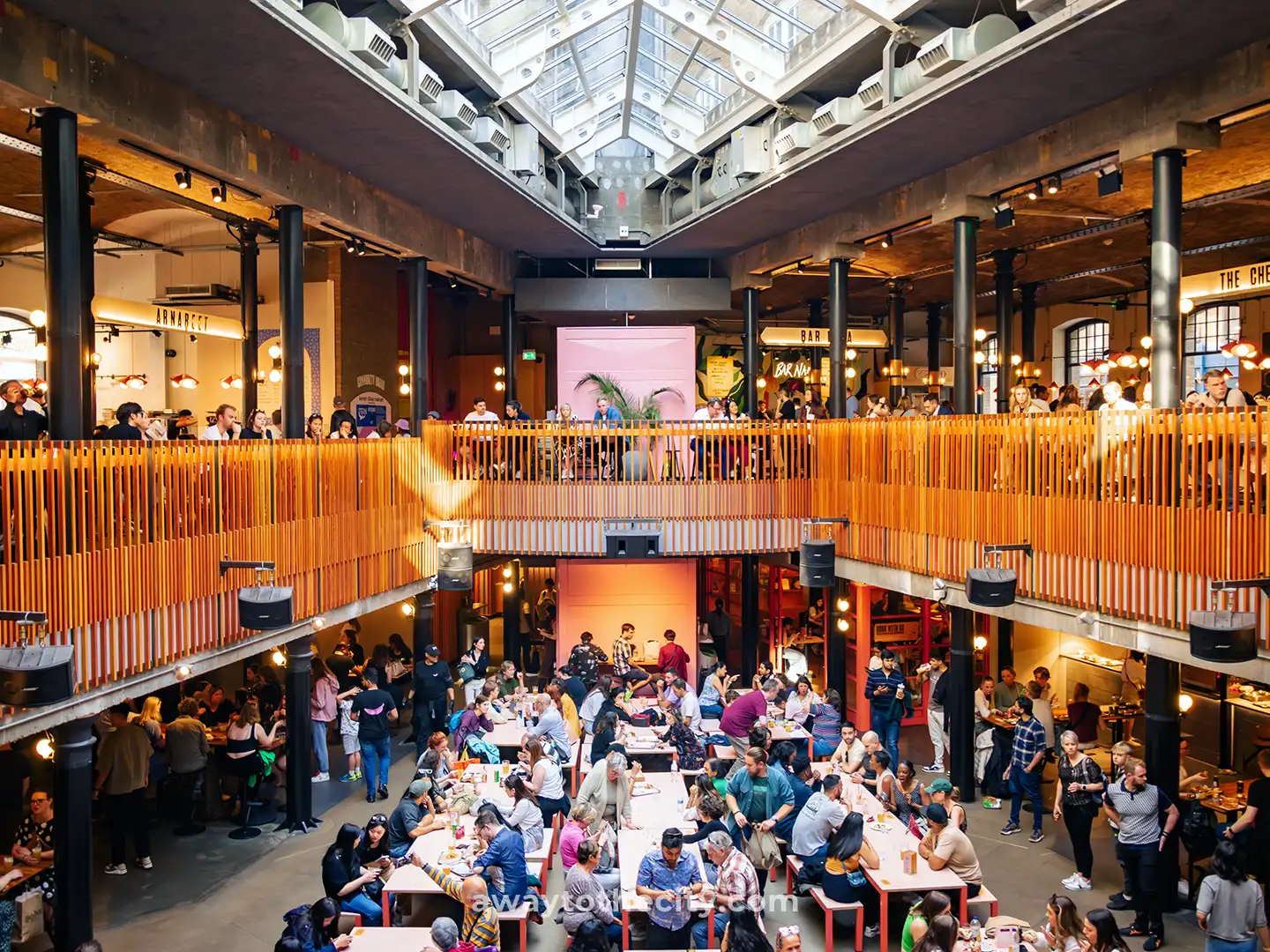 A picture of Seven Dials Market, a food hall in the Seven Dials area of London.